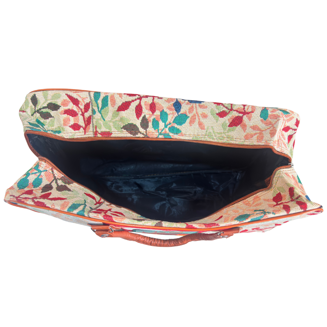 The House of RajPadmini Midnight Owl Edition:- Off-White Single Owl Print Washable Duffle Bag