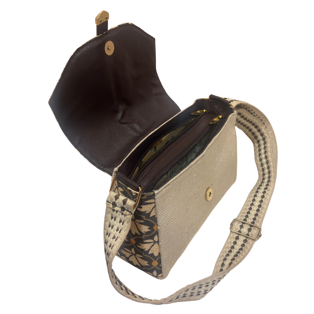 The House of RajPadmini Phulkari Haveli Edition | Heritage Floral Patchwork Sling Bag with Double Partition