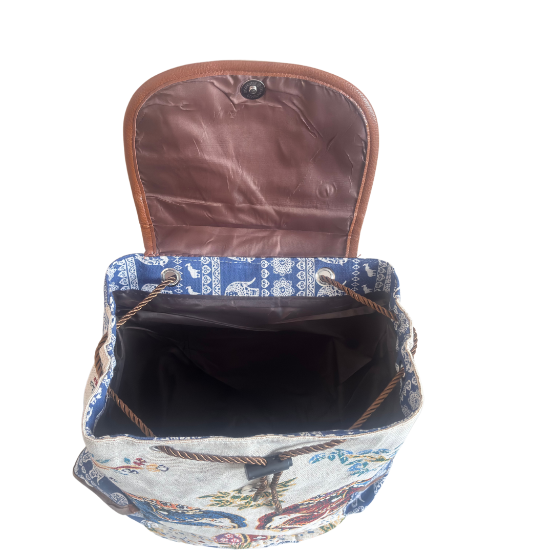 Trekking Paradise Edition: Canvas Elephant Football Print Drawstring Backpack