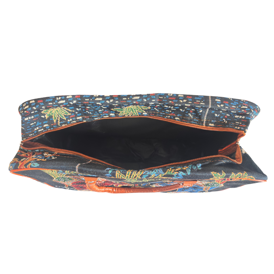 Black Elephant Print Washable Duffle Bag - The House of RajPadmini
