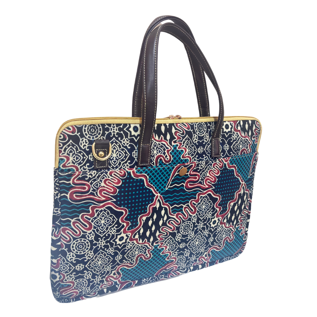 Premium Handcrafted Cotton Slub Laptop Sleeve Cover with Adjustable Shoulder Strap and Padded Partition