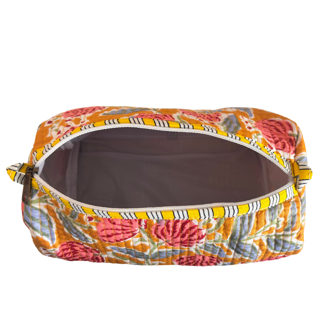 The Alfred Edition Travel Accessory:- Premium Handcrafted Waterproof Quilted Cotton Beauty/Travel Organizer Bag for Men & Women