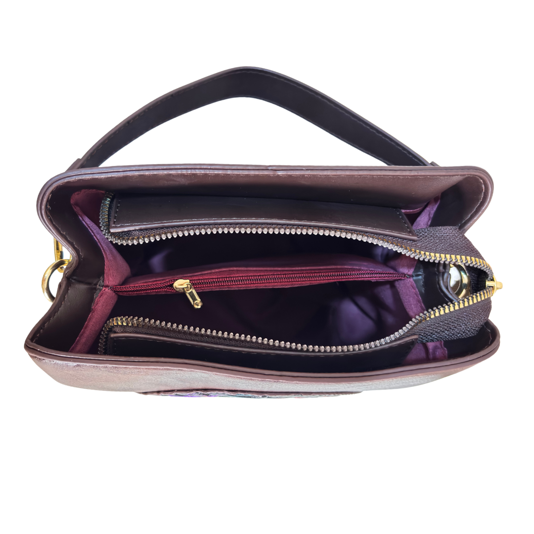 The House of RajPadmini Amber Fort Gajraj Edition | Embossed Elephant Medallion Handbag with Convertible Strap