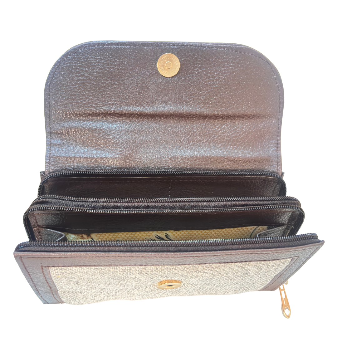 The Hamsafar Edition:- Women's Ethnic Jute Fabric Wallet with Double Partition