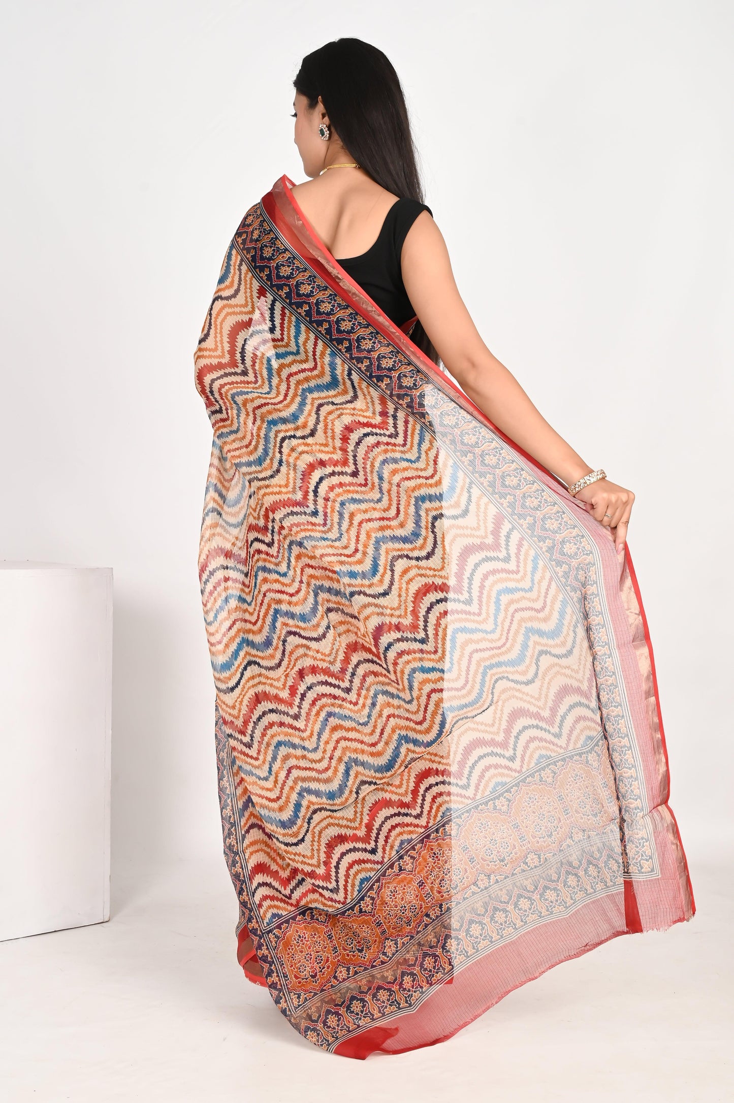 Beige Kota Doria Saree - The House of RajPadmini