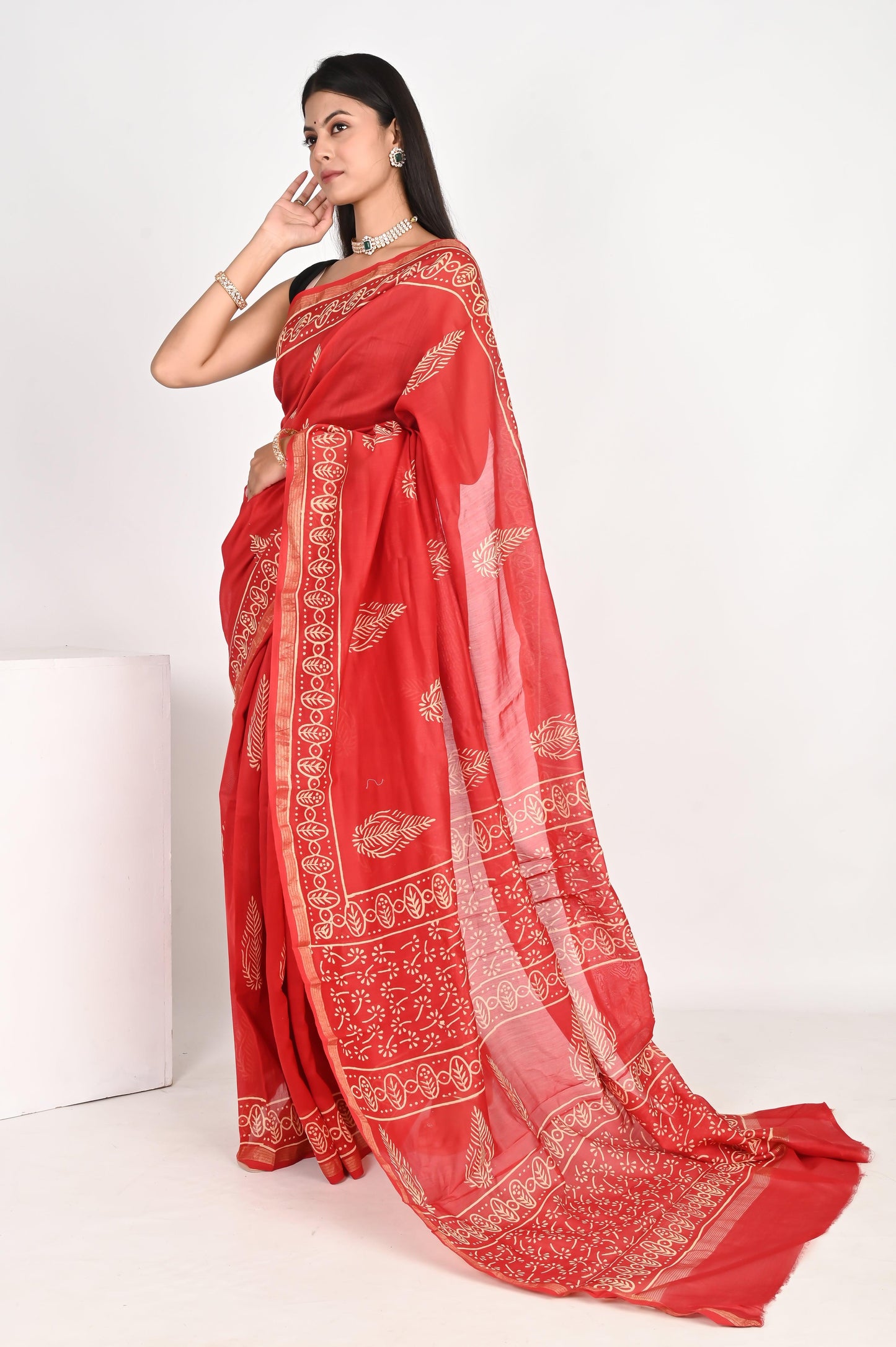 Tangerine Orange Chanderi Silk Saree - The House of RajPadmini