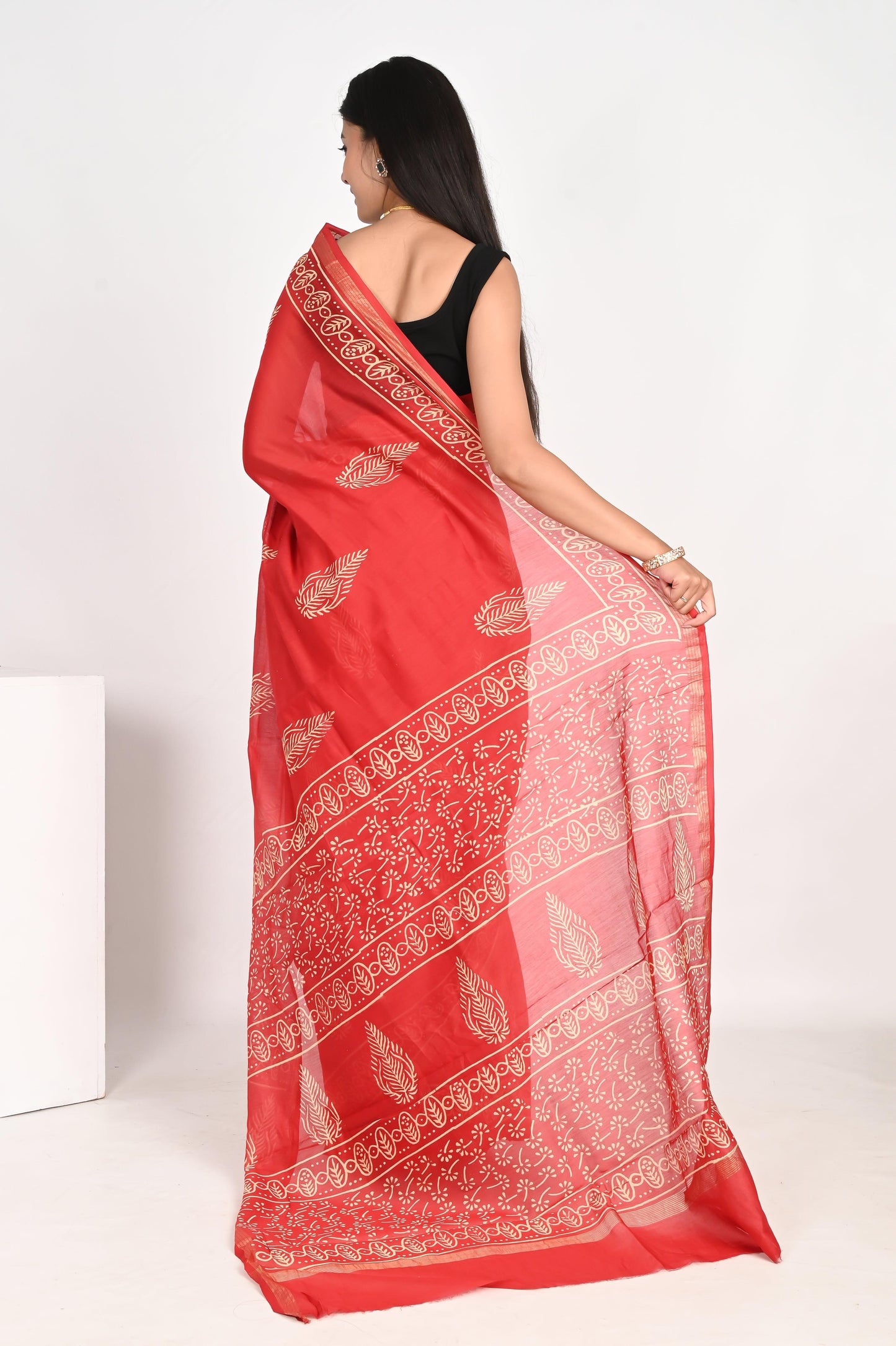 Tangerine Orange Chanderi Silk Saree - The House of RajPadmini