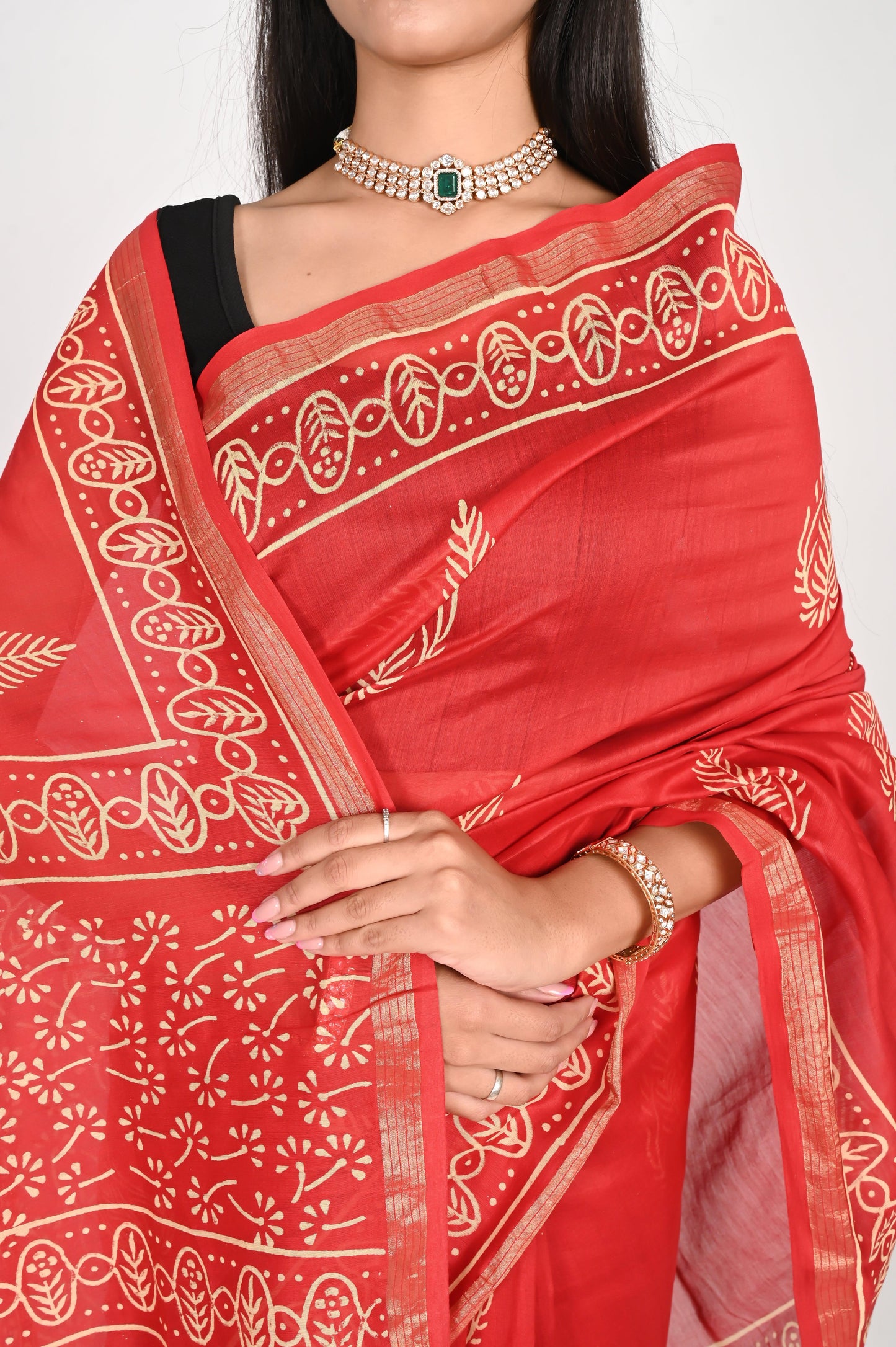 Tangerine Orange Chanderi Silk Saree - The House of RajPadmini
