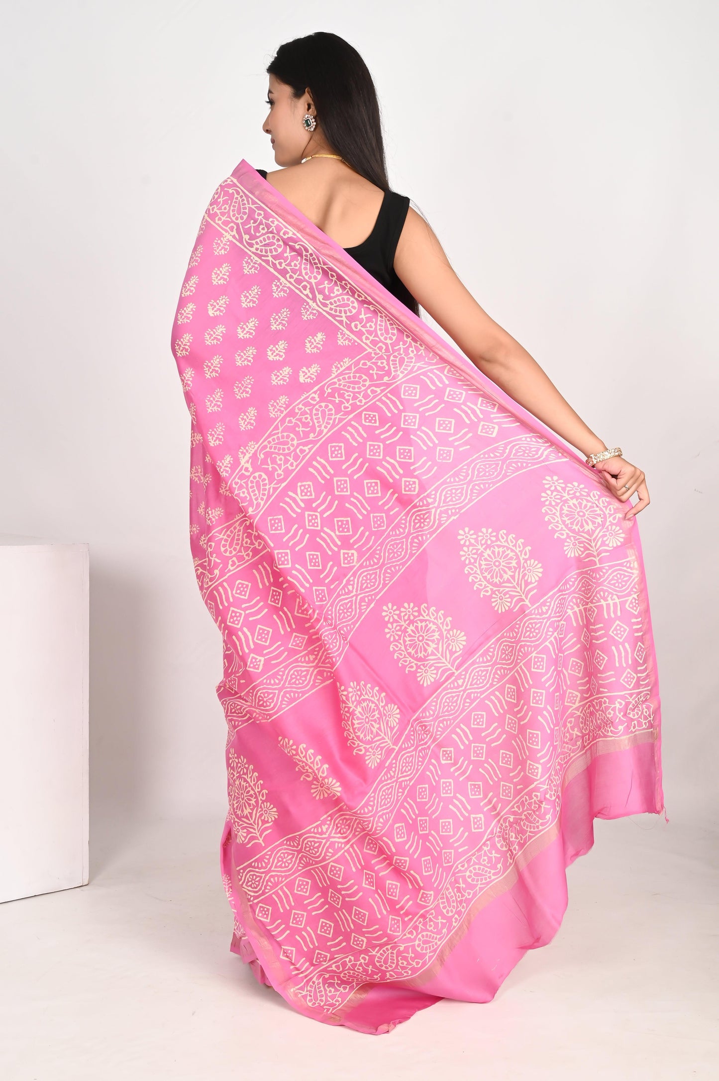 Blush Pink Chanderi Silk Saree - The House of RajPadmini