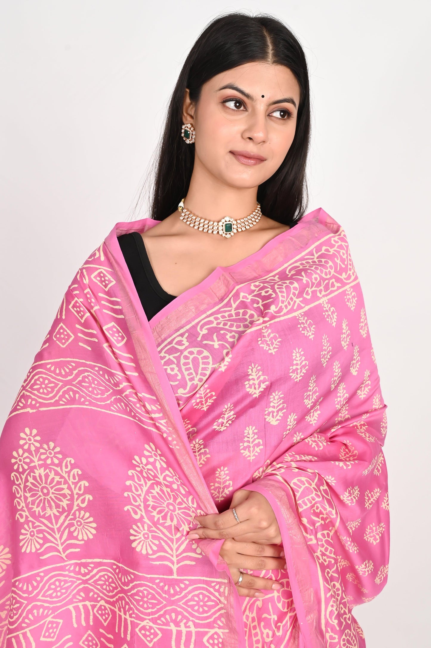 Blush Pink Chanderi Silk Saree - The House of RajPadmini