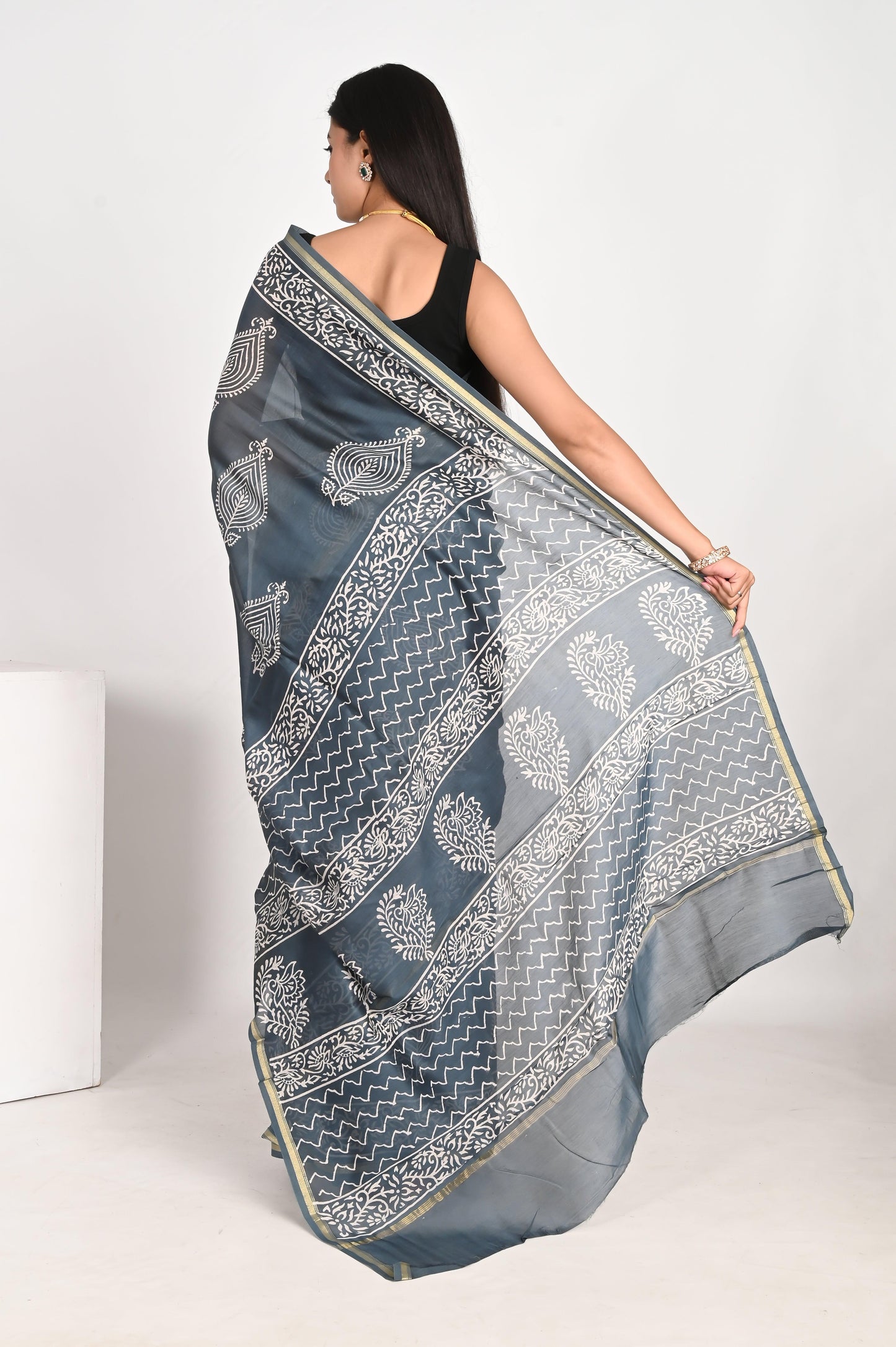 Graceful Grey Chanderi Silk Saree - The House of RajPadmini