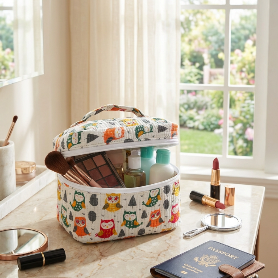 The House of RajPadmini Quilted Cotton Cosmetic Case