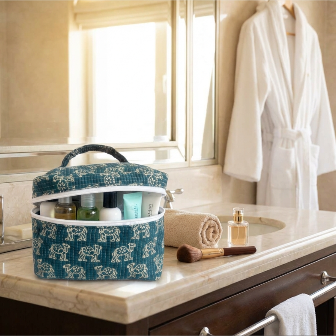 The House of RajPadmini Quilted Cotton Cosmetic Case