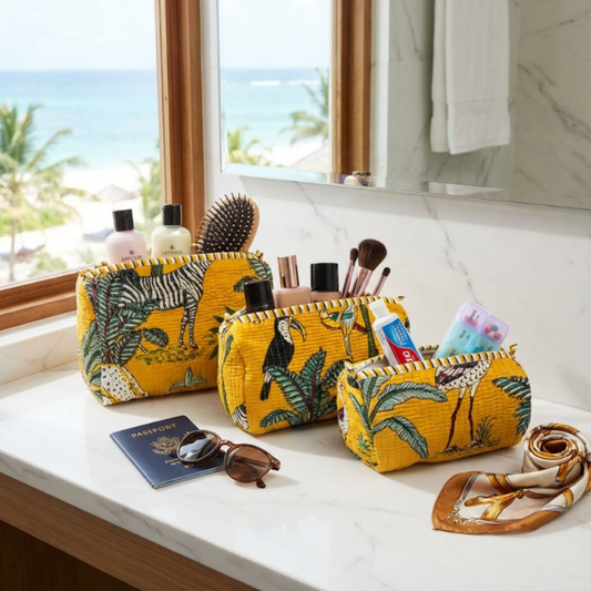 The Alfred Edition Multipurpose Travel Organizers:- Premium Handcrafted Waterproof Quilted Cotton Beauty/Travel Organizer Bag for Men & Women