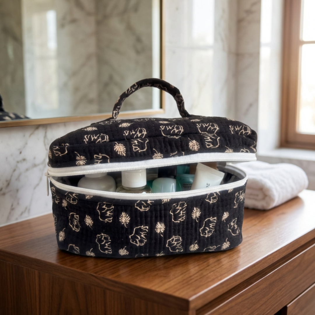 The House of RajPadmini Quilted Cotton Cosmetic Case