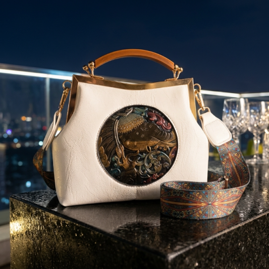 Metal Elephant Satchel Bag for Women | Handcrafted Sling Handbag with Top Handle | Ethnic & Festive | The House of RajPadmini