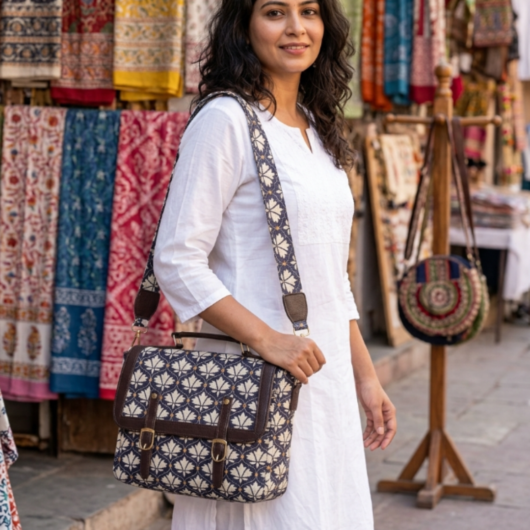 Briefcase Sling Bag for Women | Office Crossbody Handbag with Top Handle | Work & Travel | The House of RajPadmini