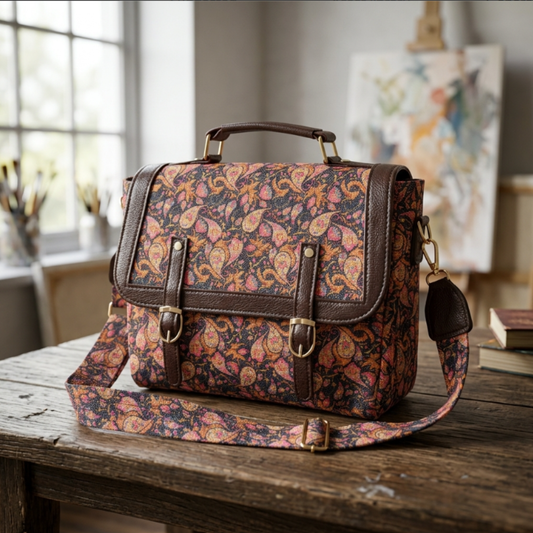 Briefcase Sling Bag for Women | Office Crossbody Handbag with Top Handle | Work & Travel | The House of RajPadmini