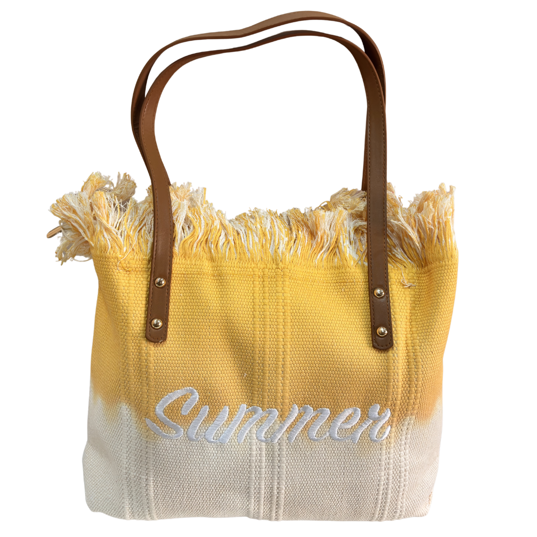 Vibrant Summer Canvas Tote Bag — Handcrafted Cotton Canvas in Orange, Yellow & Purple | The House of RajPadmini
