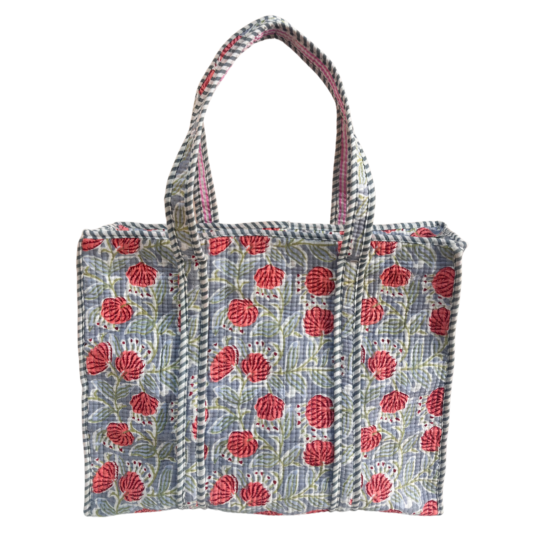 4-in-1 Festive Gifting COMBO : Premium Quilted Tote Bag + 3 Waterproof Pouches = Your Complete Organization Solution!