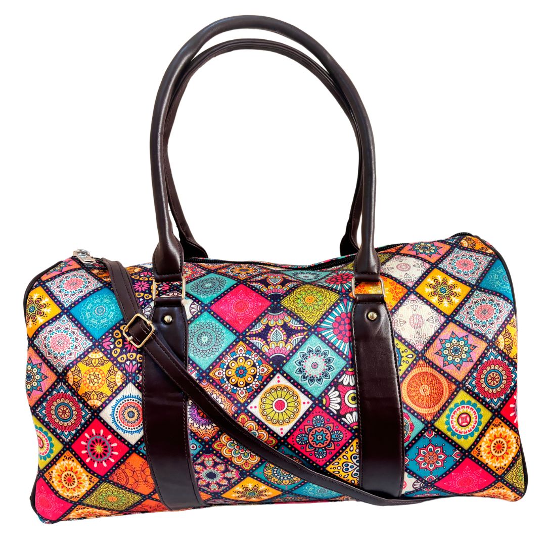 Gym-to-Globe Duffle:- Your Premium Rajasthani Print Gym Cum Travel Duffle Bag