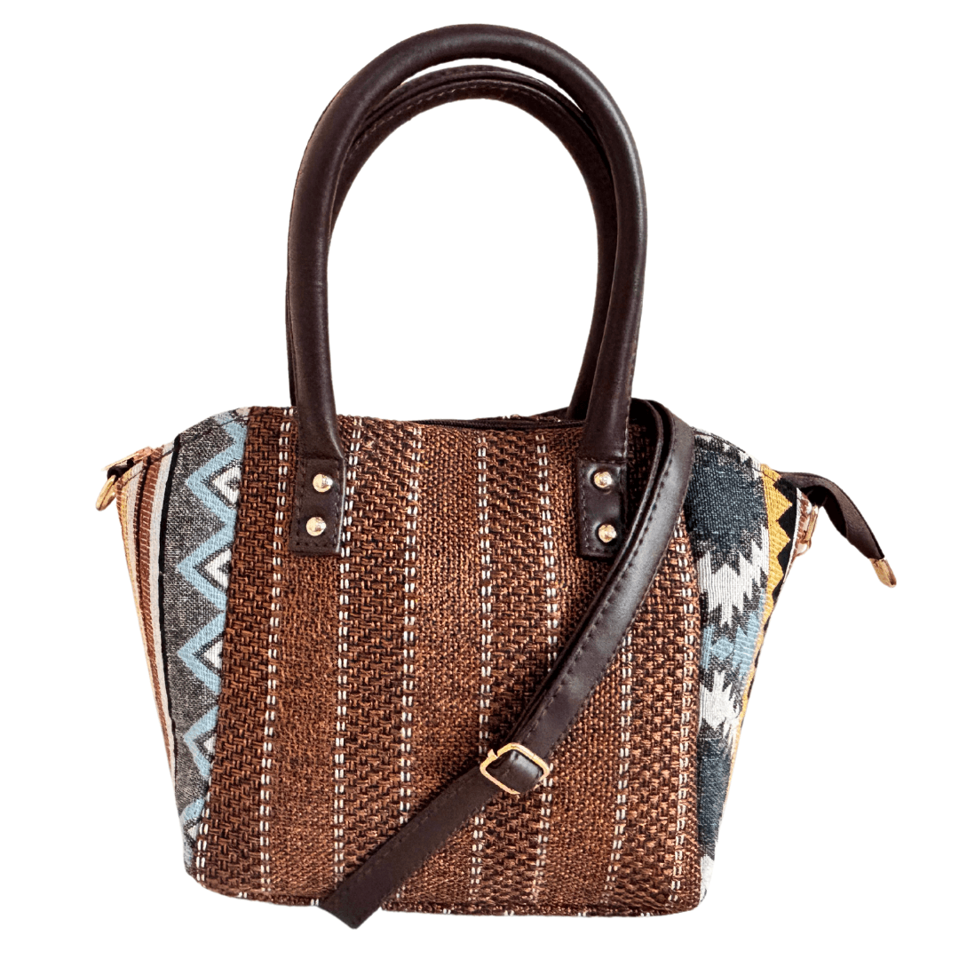 The Saheli Edition:- Women's Coffee Brown Jute Handbag and convertible Sling