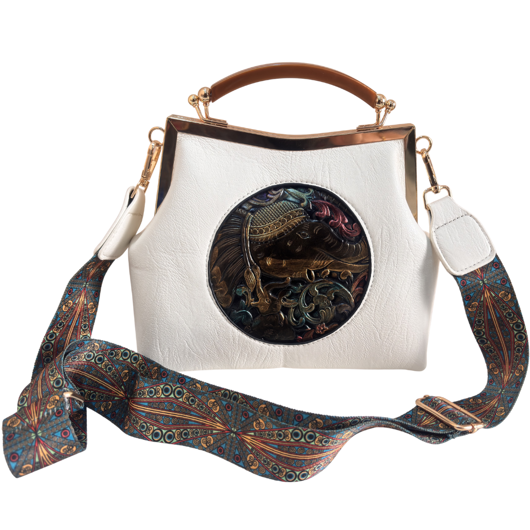 Metal Elephant Satchel Bag for Women | Handcrafted Sling Handbag with Top Handle | Ethnic & Festive | The House of RajPadmini