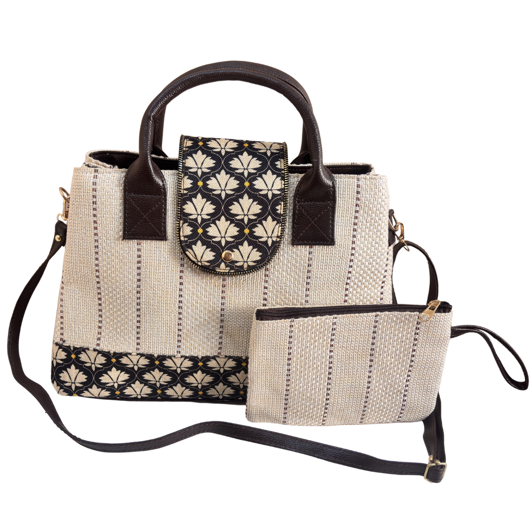Premium Jute Woven Handbag Covertible Sling with Complimentary Pouch