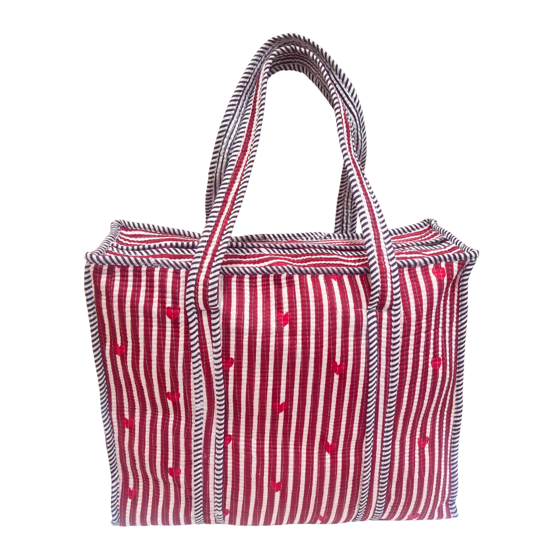 4-in-1 Festive Gifting COMBO : Premium Quilted Tote Bag + 3 Waterproof Pouches = Your Complete Organization Solution!