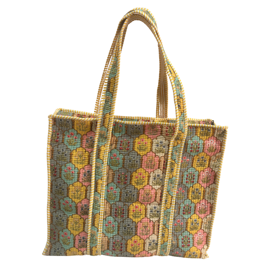 4-in-1 Festive Gifting COMBO : Premium Quilted Tote Bag + 3 Waterproof Pouches = Your Complete Organization Solution!