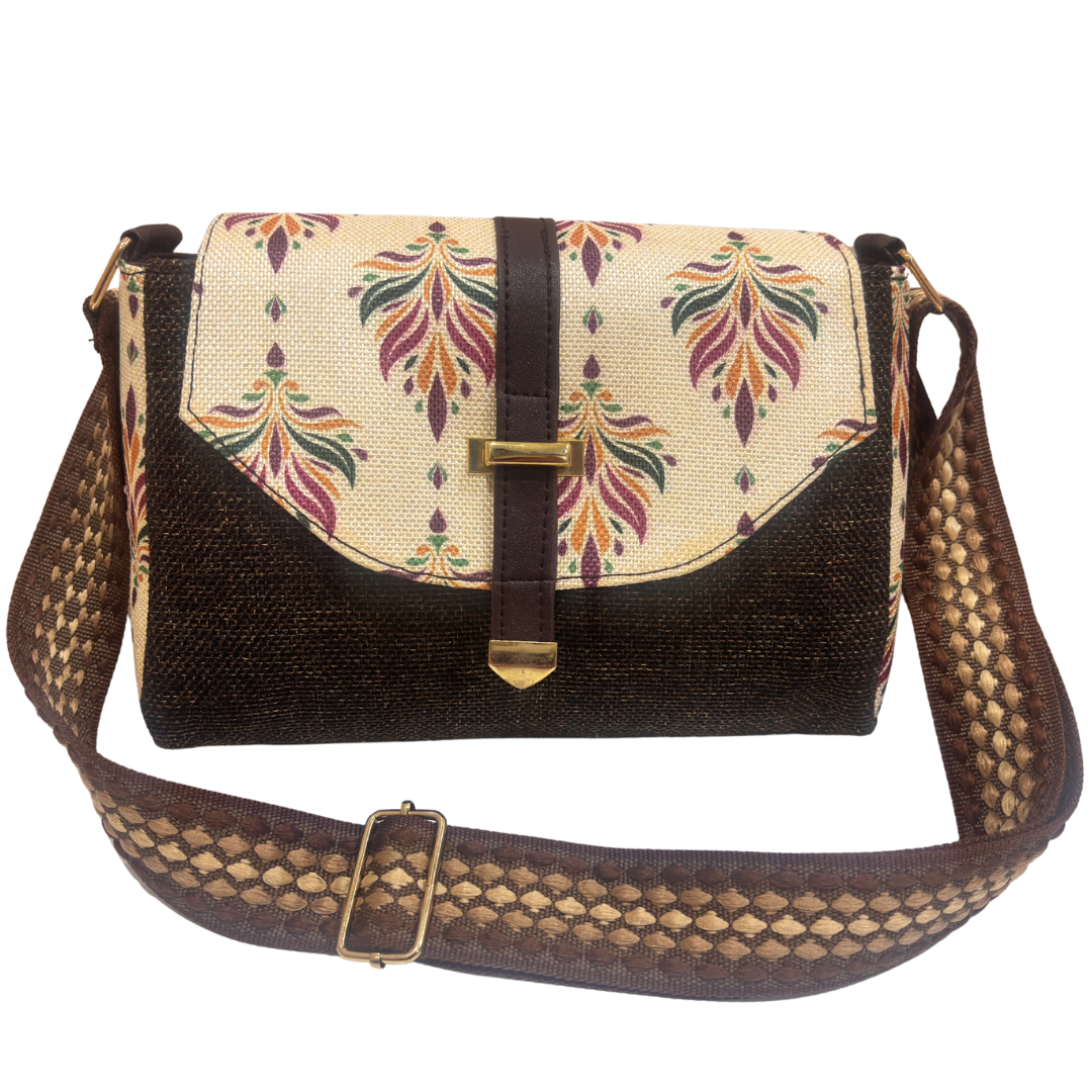 The House of RajPadmini Phulkari Haveli Edition | Heritage Floral Patchwork Sling Bag with Double Partition