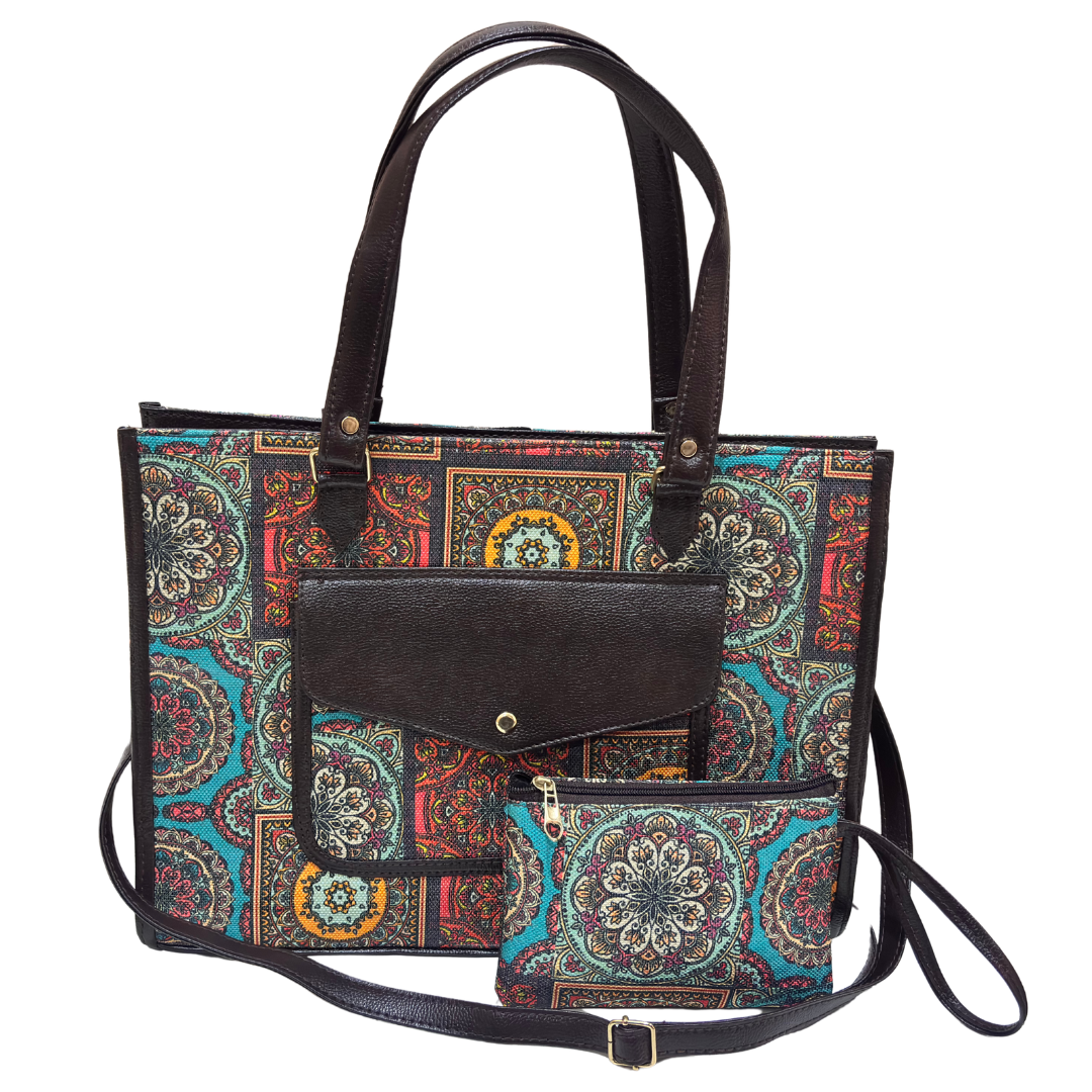 The House of RajPadmini Laptop Tote Bag with Matching Pouch | 16x14 inch