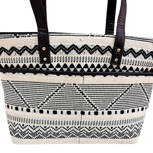 Handcrafted Black & White Tote Bag