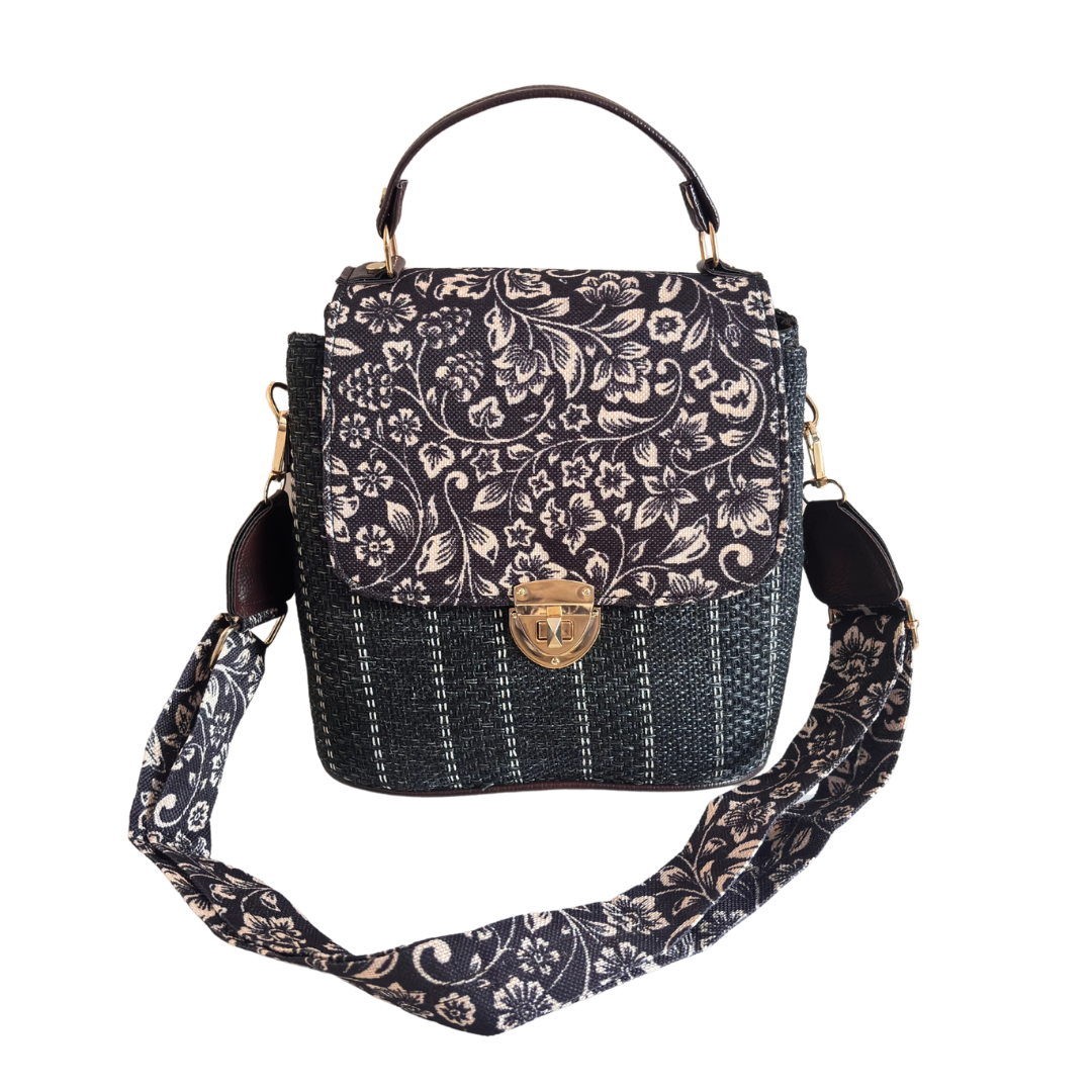 The House of RajPadmini Black Jute Crossbody Sling Bag