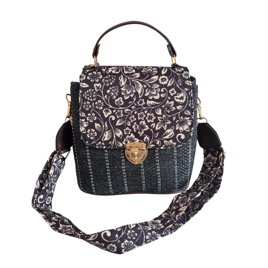 The House of RajPadmini Black Jute Crossbody Sling Bag