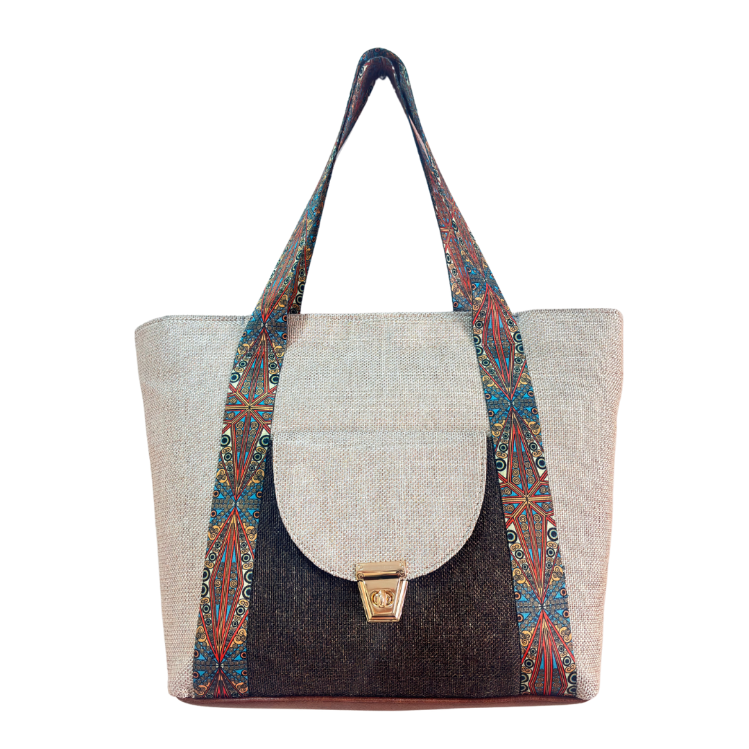 The Classy Boardroom Edition:- White Jute Tote Bag - The House of RajPadmini