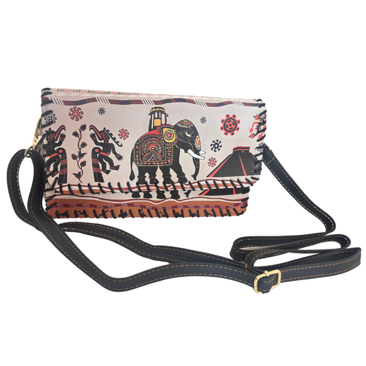 The Virasat Edition:- White Ethnic Print Wallet & Covertible Sling