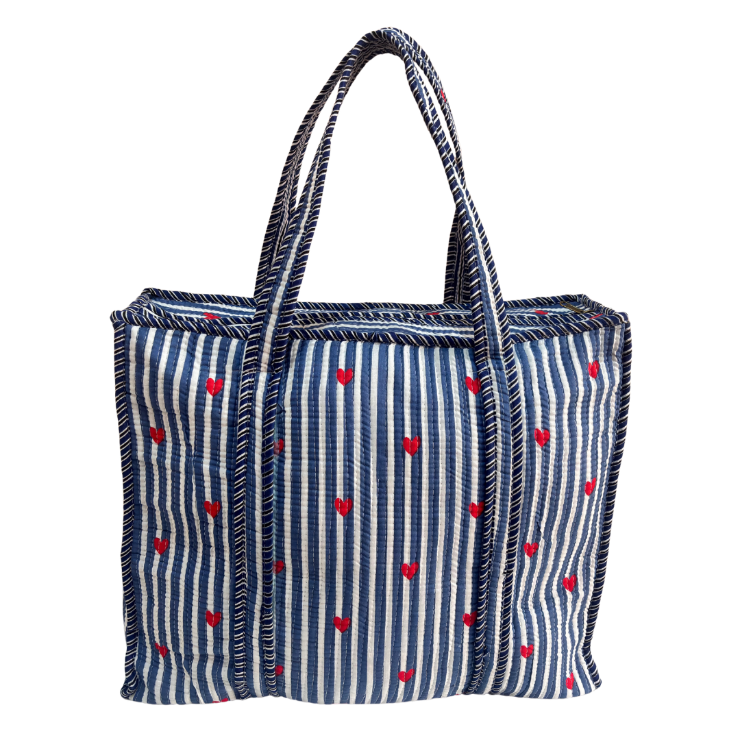 Quilted Cotton Shopping Tote Bag – Block Print, Handcrafted | The House of RajPadmini