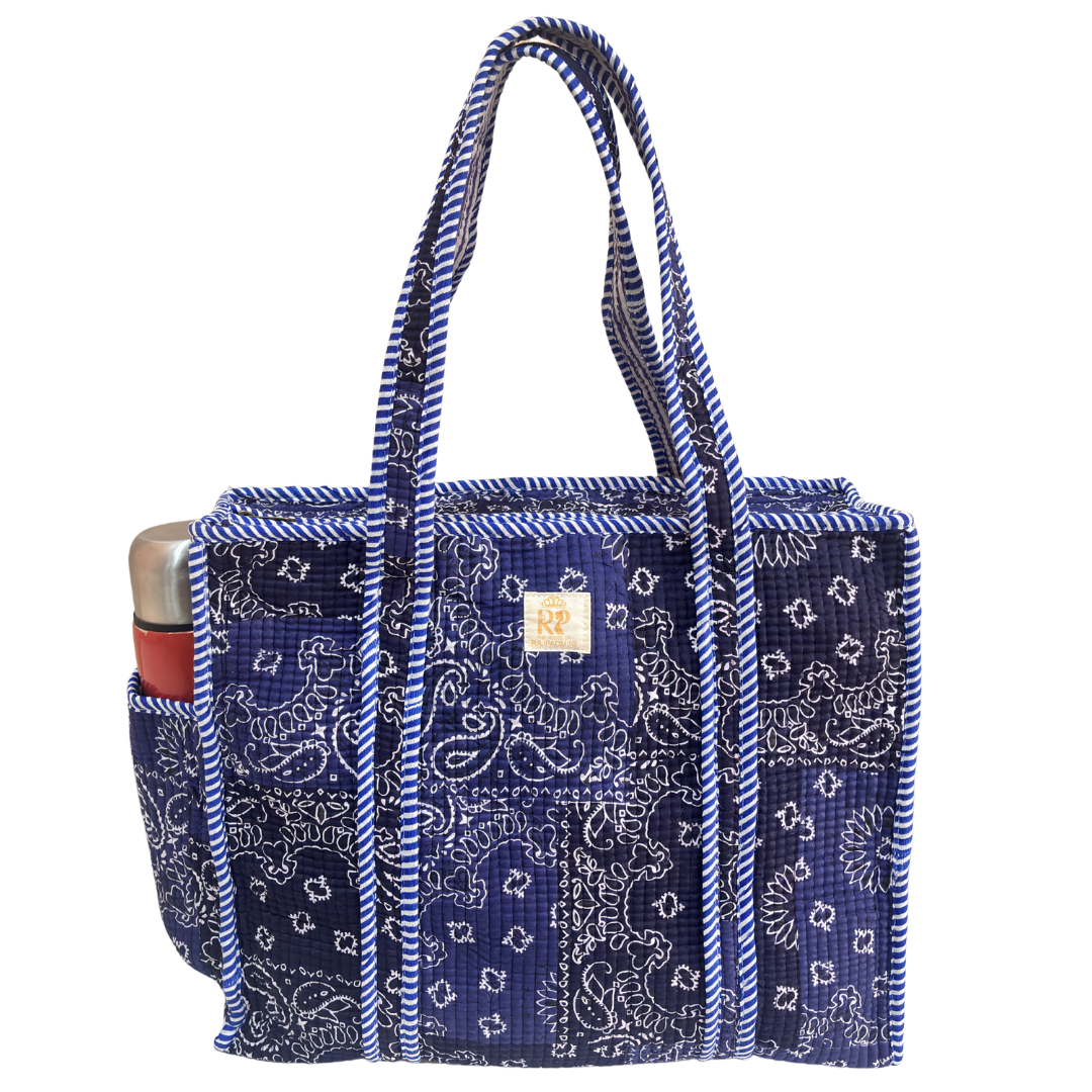 RajPadmini 4-in-1 Super Mom's Edition COMBO : Premium Quilted Tote Bag + 3 Waterproof Pouches = Your Complete Organization Solution!