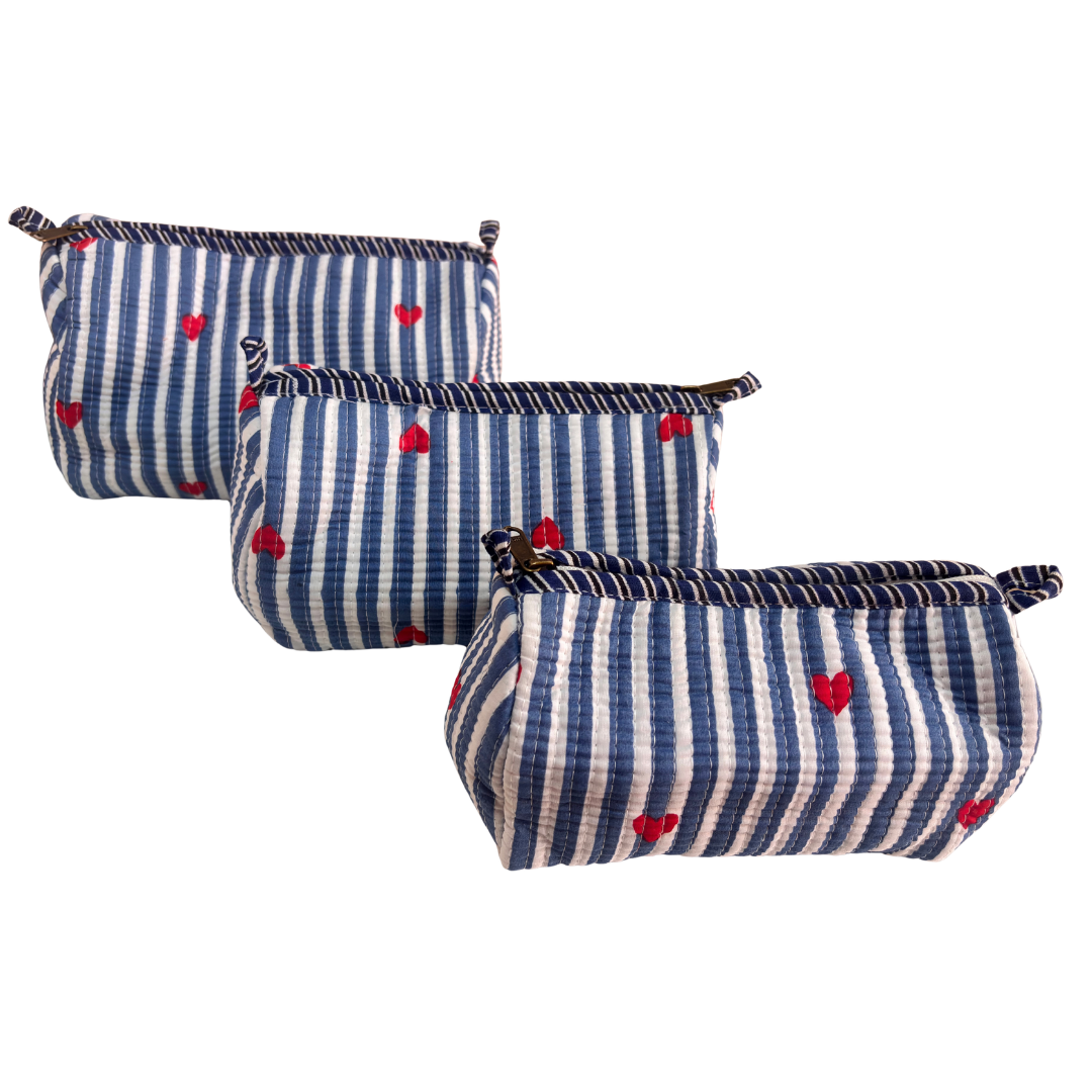 4-in-1 Festive Gifting COMBO : Premium Quilted Tote Bag + 3 Waterproof Pouches = Your Complete Organization Solution!