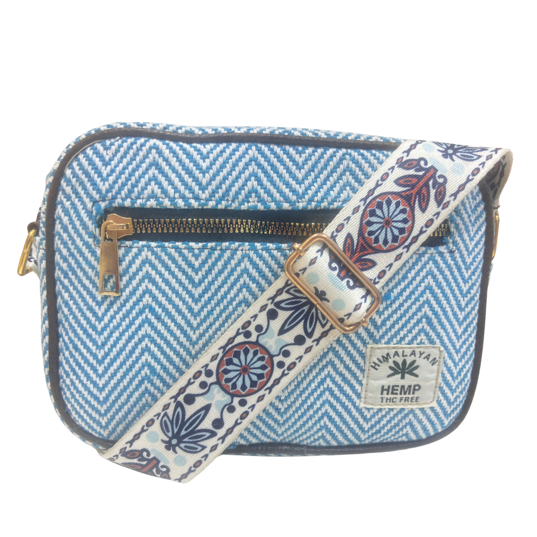 The RajPadmini Planet-Friendly Azure Blue Hemp Adventure Sling Bag