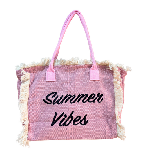 Handcrafted Pastel Pink Canvas Tote Bag