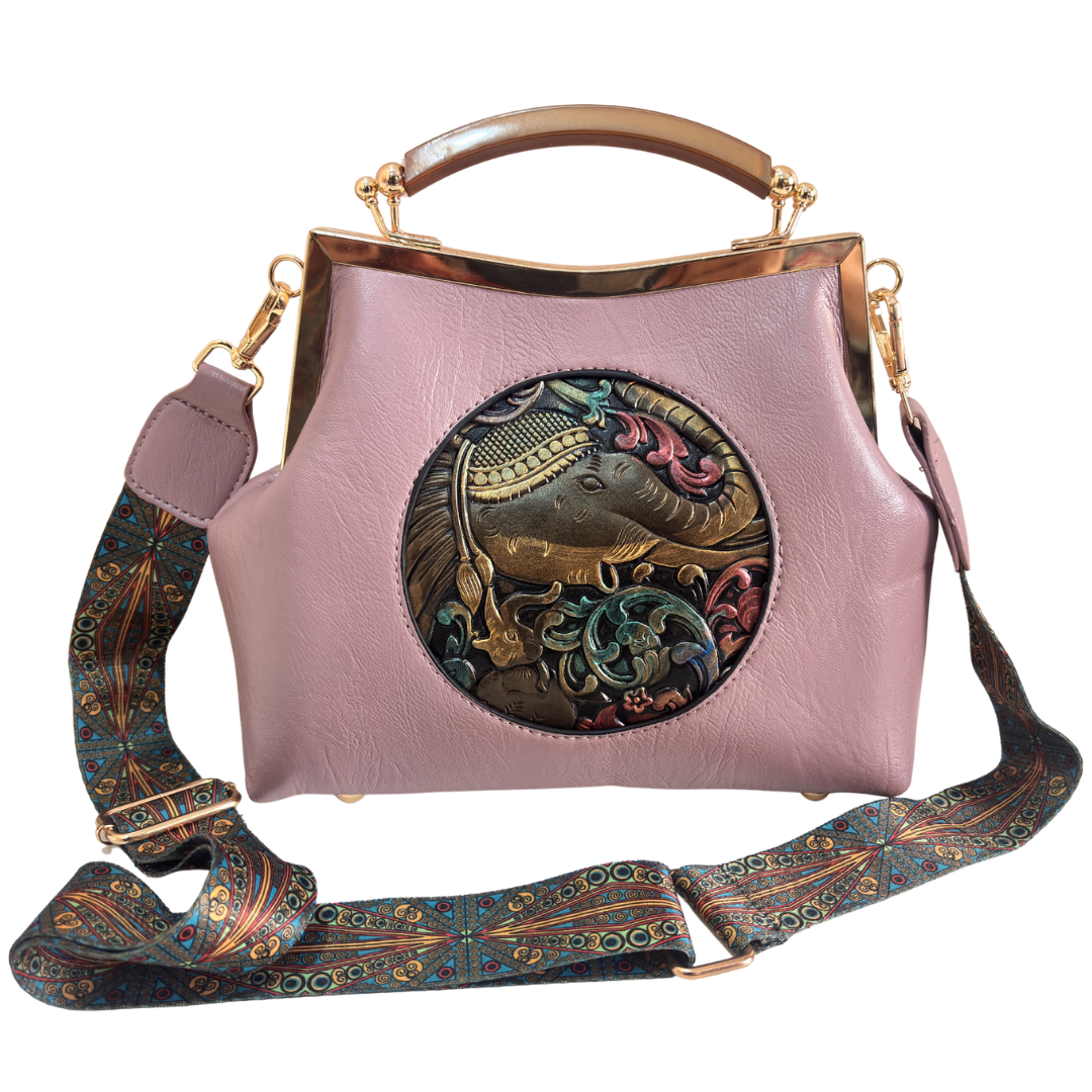 Metal Elephant Satchel Bag for Women | Handcrafted Sling Handbag with Top Handle | Ethnic & Festive | The House of RajPadmini