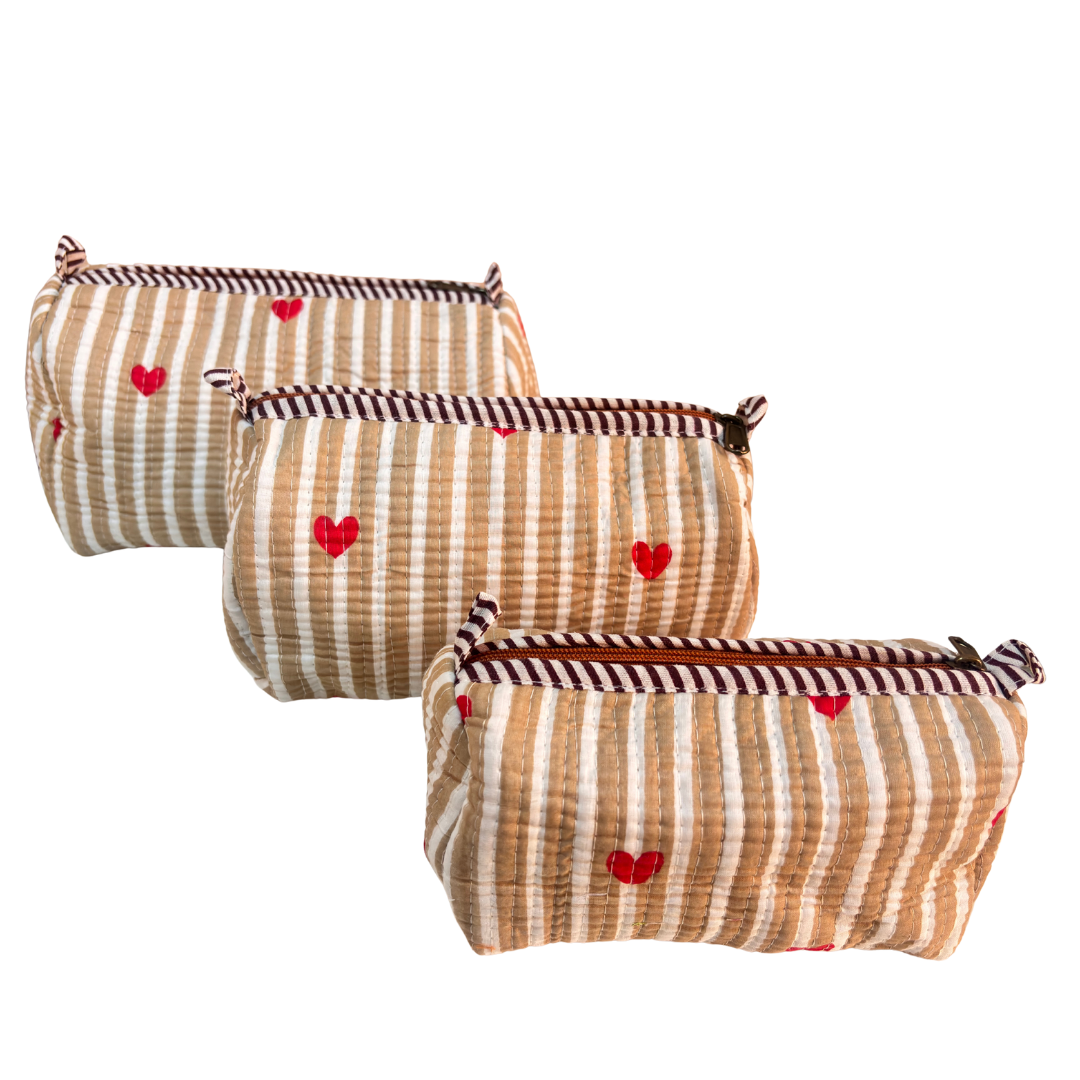 4-in-1 Festive Gifting COMBO : Premium Quilted Tote Bag + 3 Waterproof Pouches = Your Complete Organization Solution!