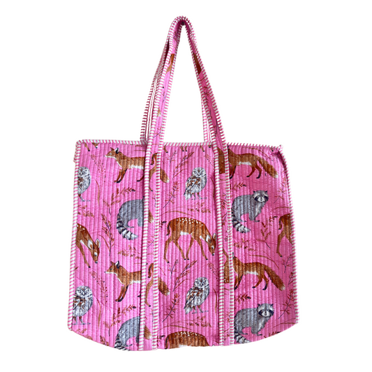 The Bazaar Bhoot Edition:- Premium Cotton Quilted Pink Shopping Tote Bag