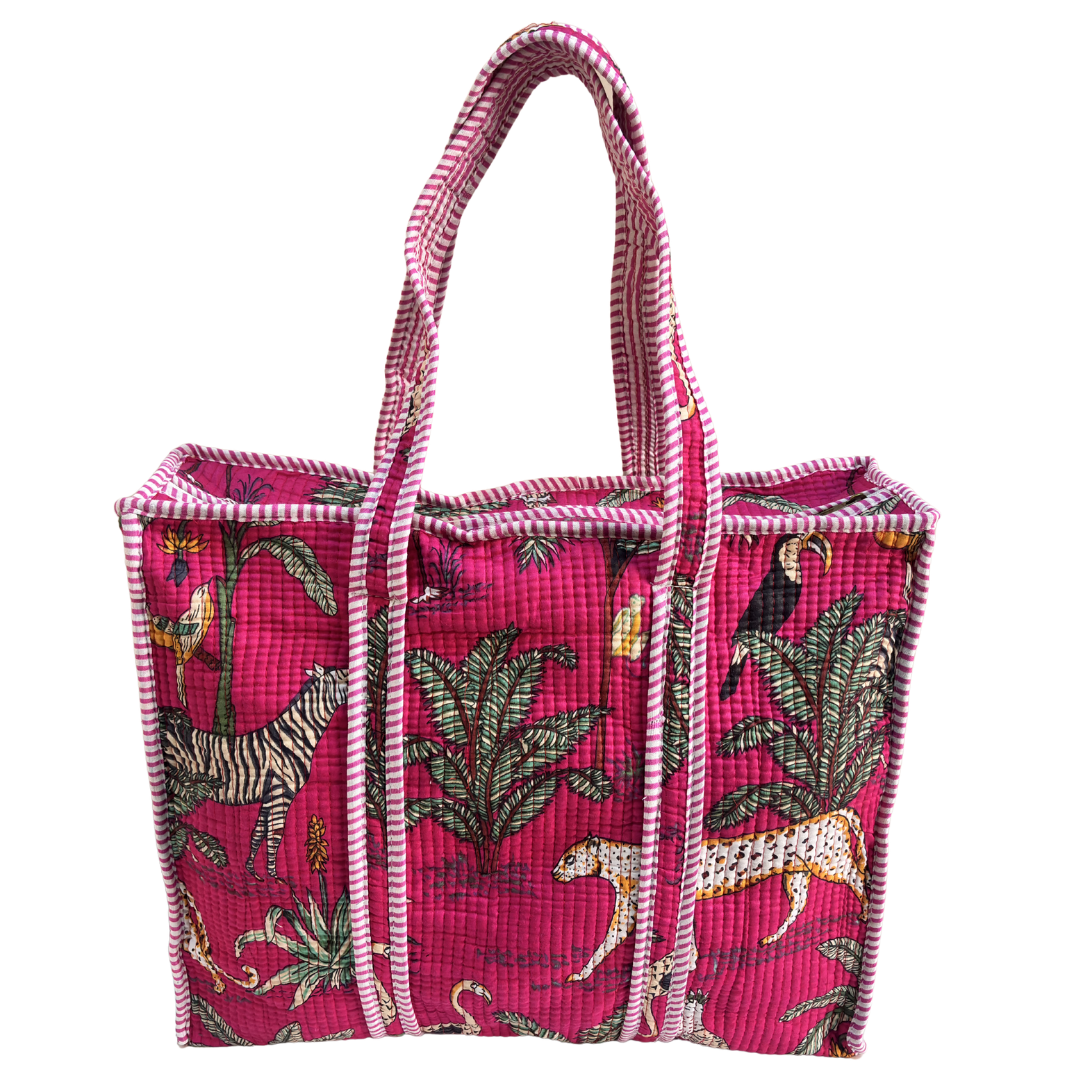 4-in-1 Festive Gifting COMBO : Premium Quilted Tote Bag + 3 Waterproof Pouches = Your Complete Organization Solution!