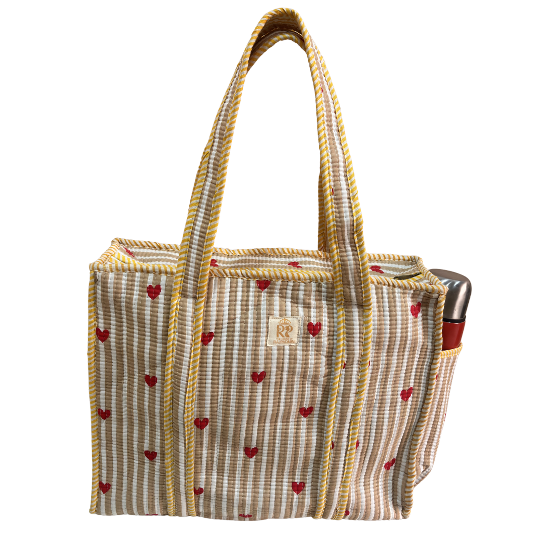RajPadmini 4-in-1 Super Mom's Edition COMBO : Premium Quilted Tote Bag + 3 Waterproof Pouches = Your Complete Organization Solution!