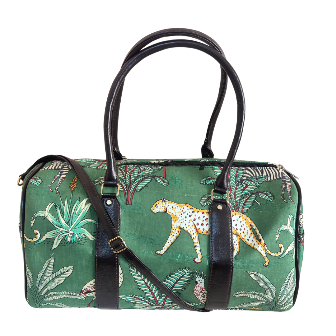 The House of RajPadmini Animal Print Cotton Duffle Bag