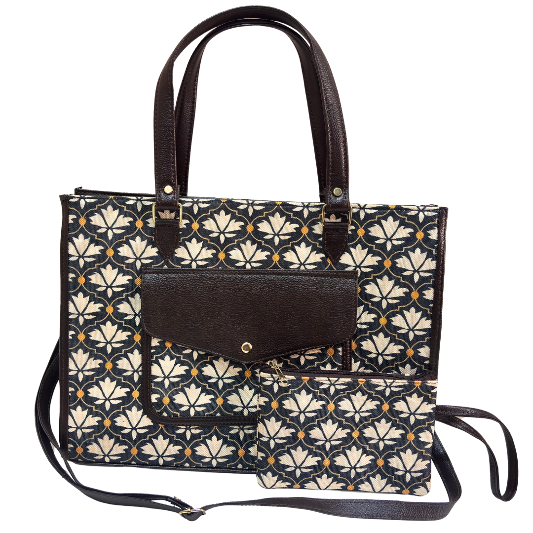 The House of RajPadmini Laptop Tote Bag with Matching Pouch | 16x14 inch