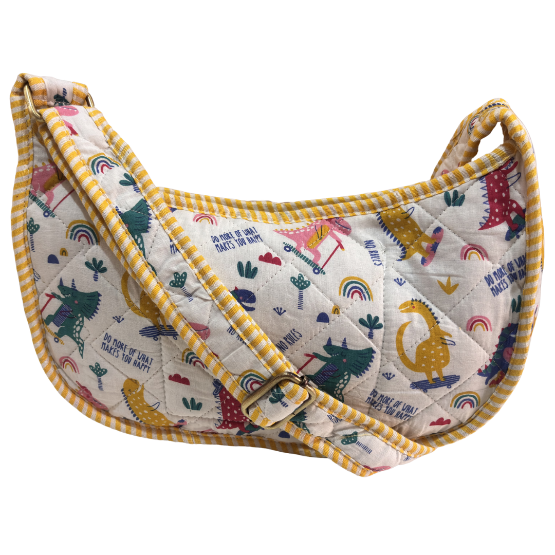 Quilted Cotton Moon Sling Bag for Women | Handcrafted Moon Crossbody Bag for Daily & Casual Wear | The House of RajPadmini
